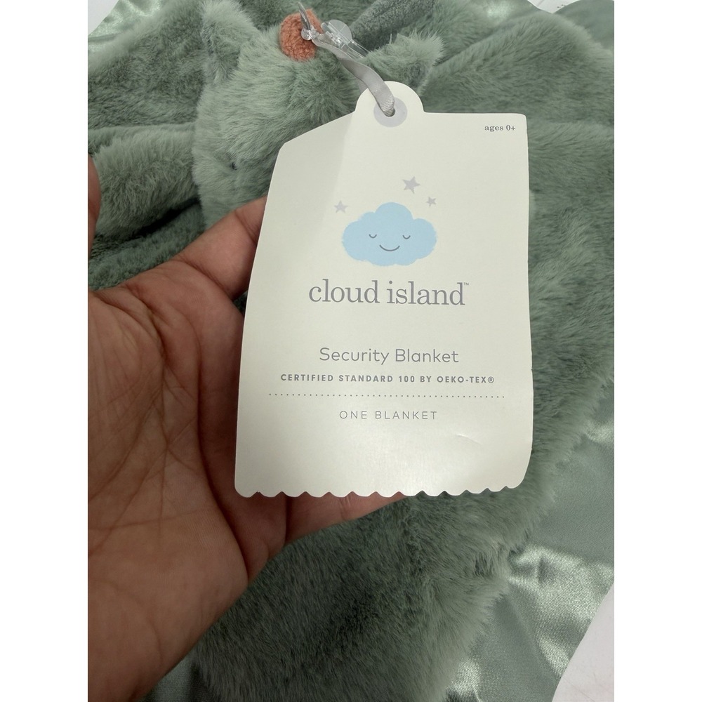 Cloud Island Dragon Security Blanket Lovey Sage Green Faux Fur Satin Trim NWT - Picture 2 of 10
